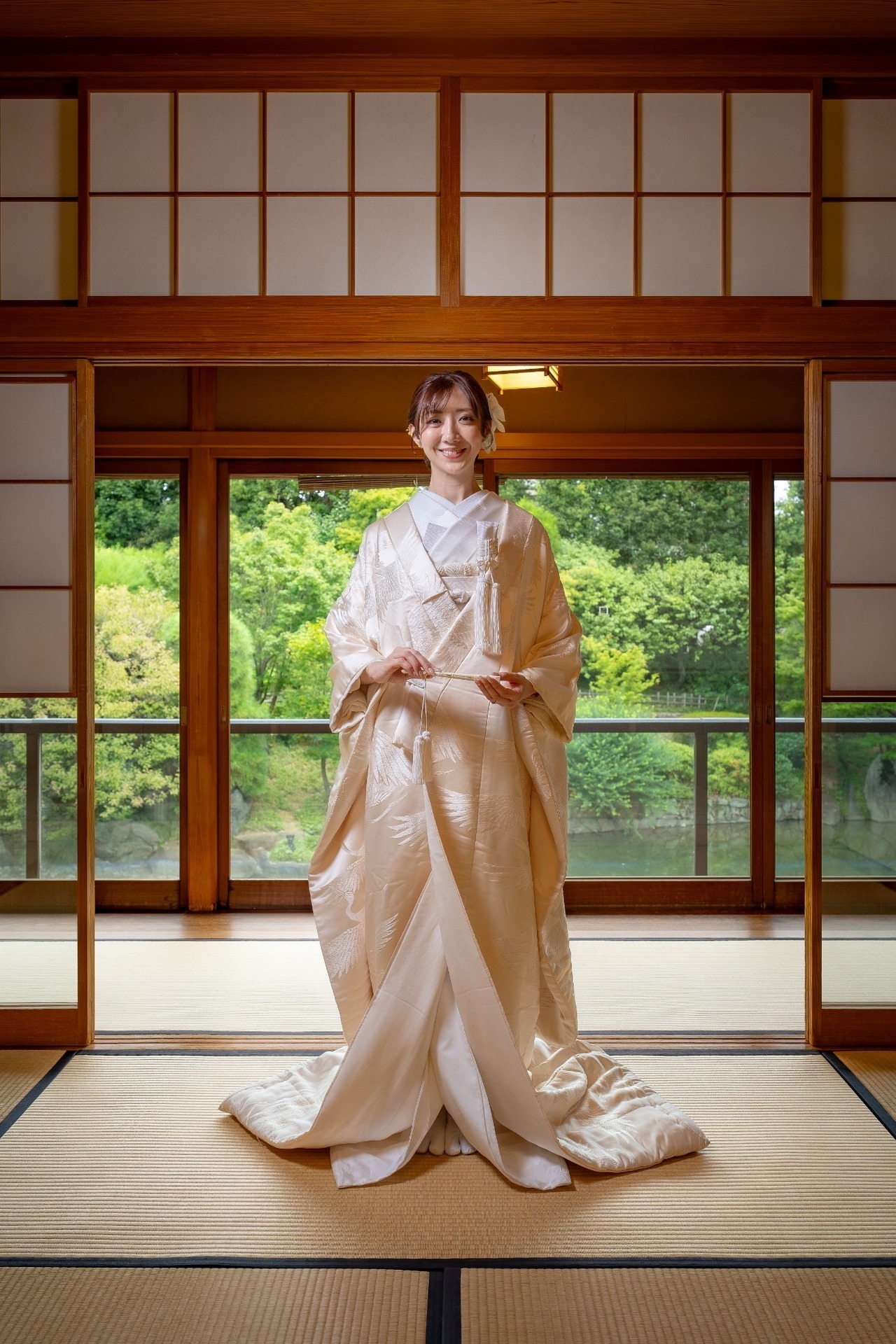 目白庭園での和装前撮り写真